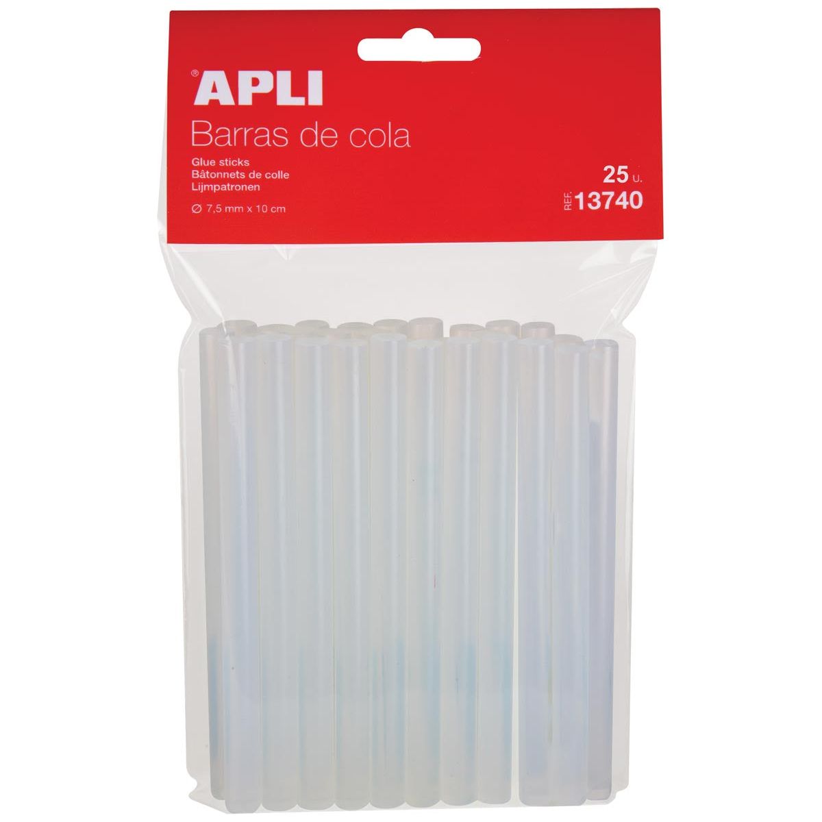 APLI - transparente Klebermuster 7,5 mm, Suspensionssack mit 25 Teilen