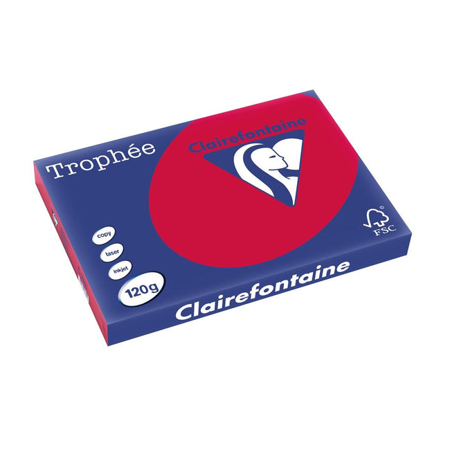 Clairefontaine -  Trophée Intens, gekleurd papier, A3, 120 g, 250 vel, kersenrood