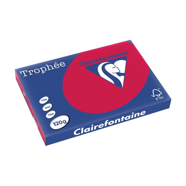 Clairefontaine - Troprophe Intens, Colored Paper, A3, 120 g, 250 feuilles, cerise rouge