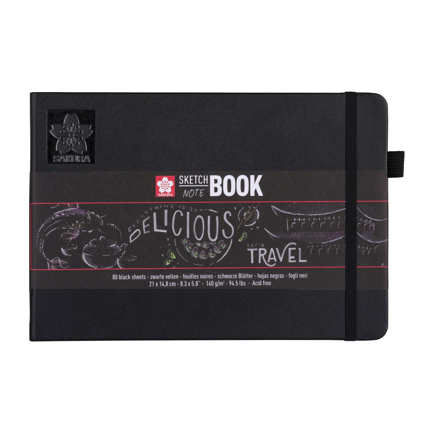Sakura - Carnet de croquis 80 feuilles noires 140gr 210x148mm noir | 5 pièces