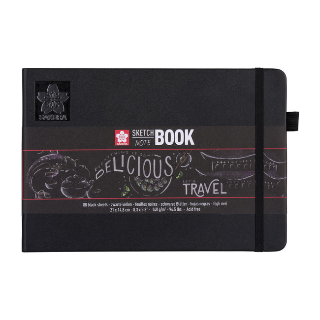 Sakura - Cuaderno de bocetos 80 hojas negras 140gr 210x148mm negro | 5 piezas