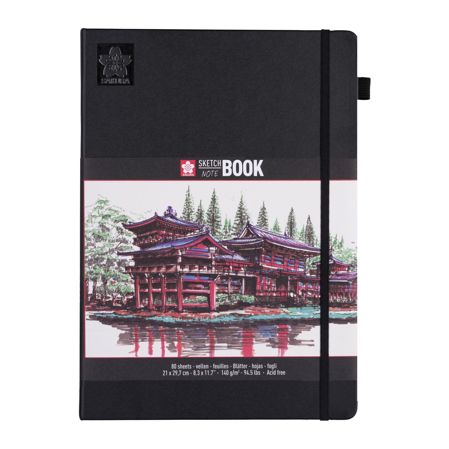 Sakura - Carnet de croquis 80 feuilles blanches 140gr 210x297mm noir