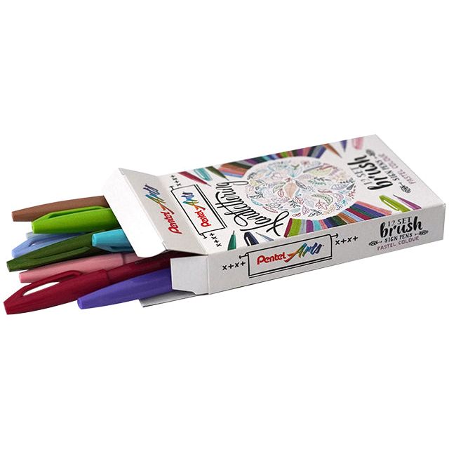 Pentel - Pinselpenpentel -Zeichen SES15C Pastellsorti | Box ein 12 Stück