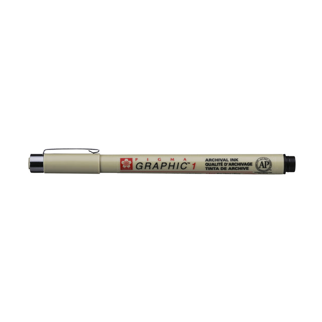 Sakura - Fineliner Pigma Graphic 1.0 mm noir | Boîte extérieure une pièce 12