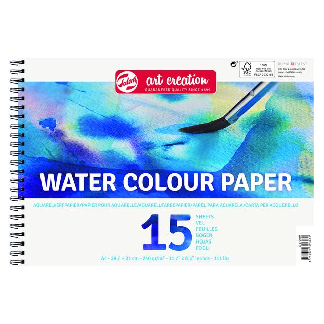 Talens Art Creation - Art Creation aquarelpapier, 240 g/m², ft A4, blok met 15 vellen