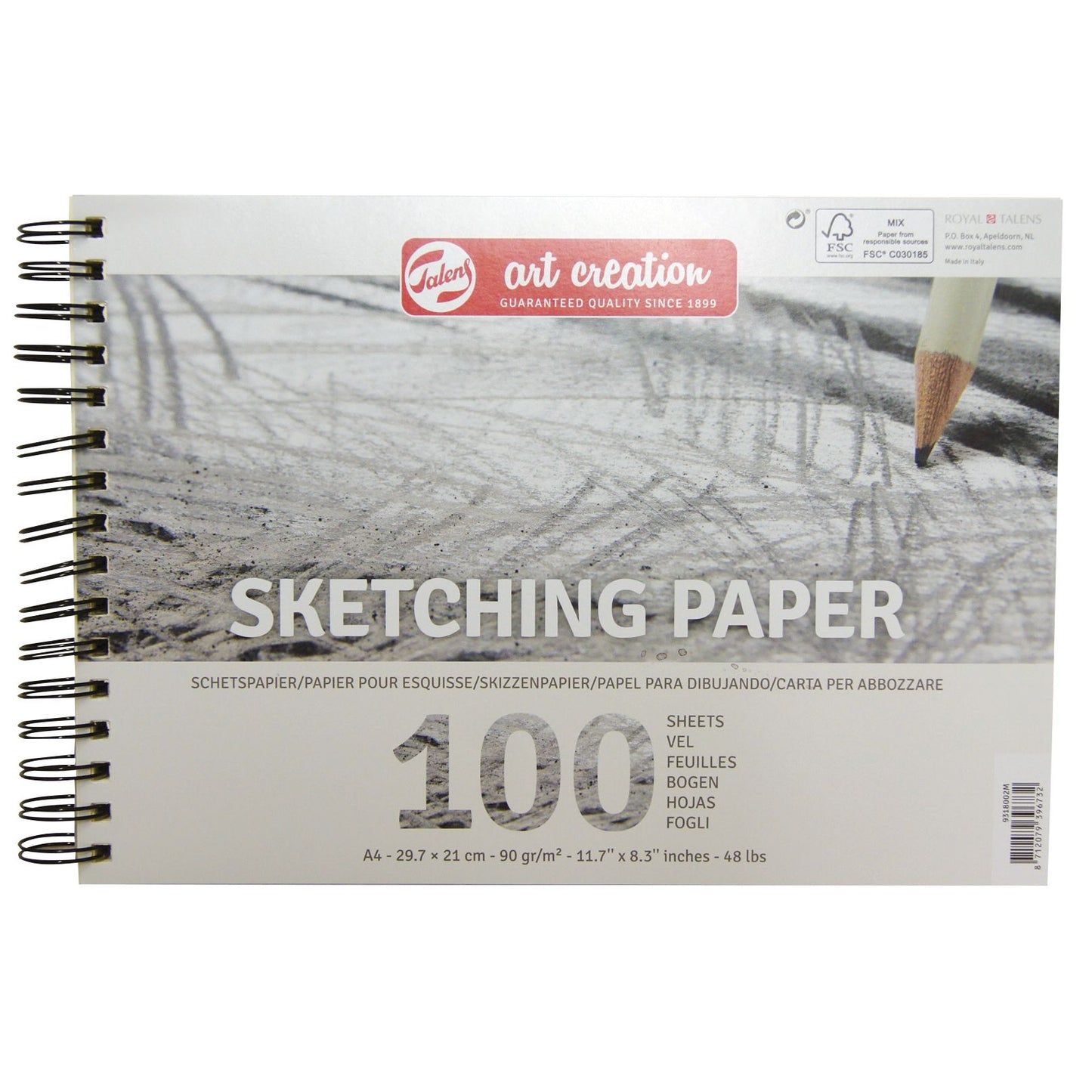 Talens Art Creation - Skizzenpapier Art Creation 100 weiße Blätter 90gr 297x210mm grau | 3 Stück