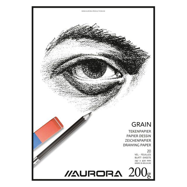 Aurora - Bloc de dessin Aurora A3 20 Vel 200gr Grain | 1 pièce | 5 pièces