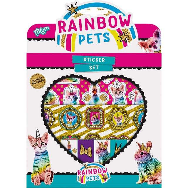 Totum - Set de pegatinas Rainbow Pets | 72 piezas