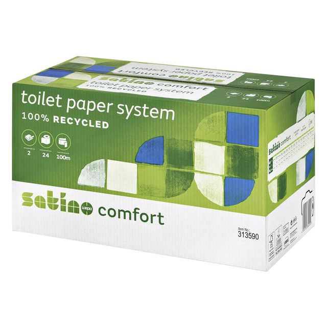 Satino par wepa - Paper de toilette Comfort Satino JT3 2LGS 724vel Wit | Pack de 24 rouleaux