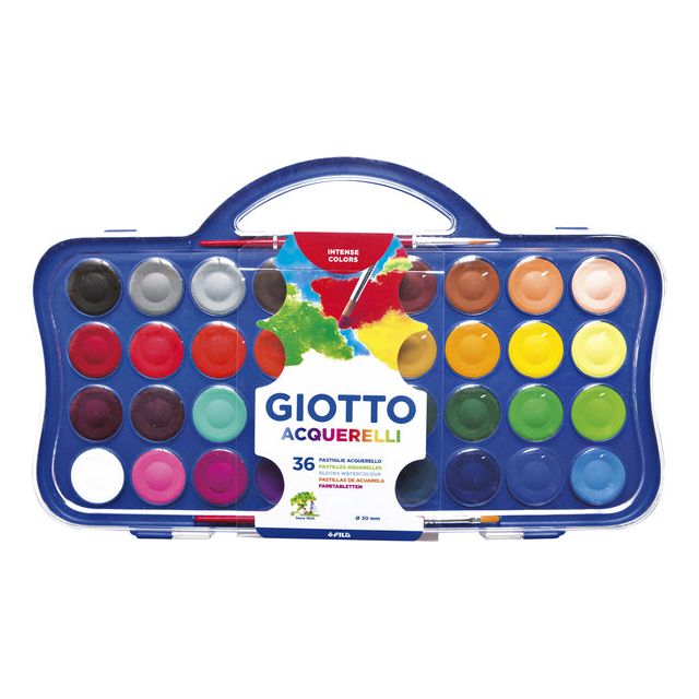 Giotto - Gouache Giotto 36 couleurs 30 mm avec 2 pinceaux | 1 pièce