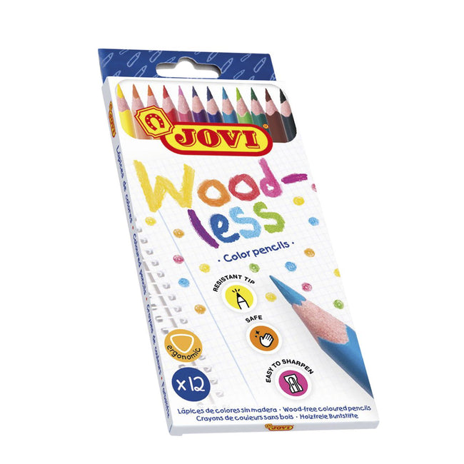 Jovi - Crayons de couleur sans bois assortis étui de 12 pièces