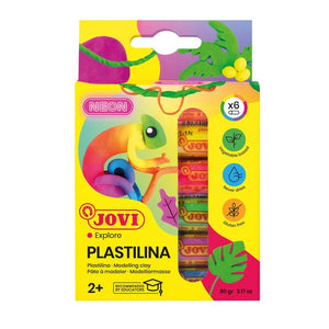 JOVI - Plastalina plastilina 15gr colores neon surtido estuche de 6 piezas