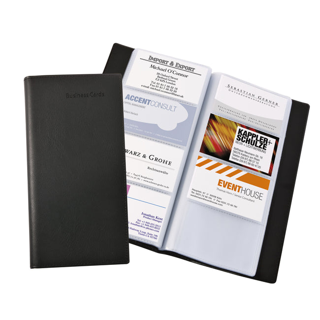 Sigel -  Visitekaartmap  VZ172 voor 192 kaarten 90x58mm kunstleer zwart