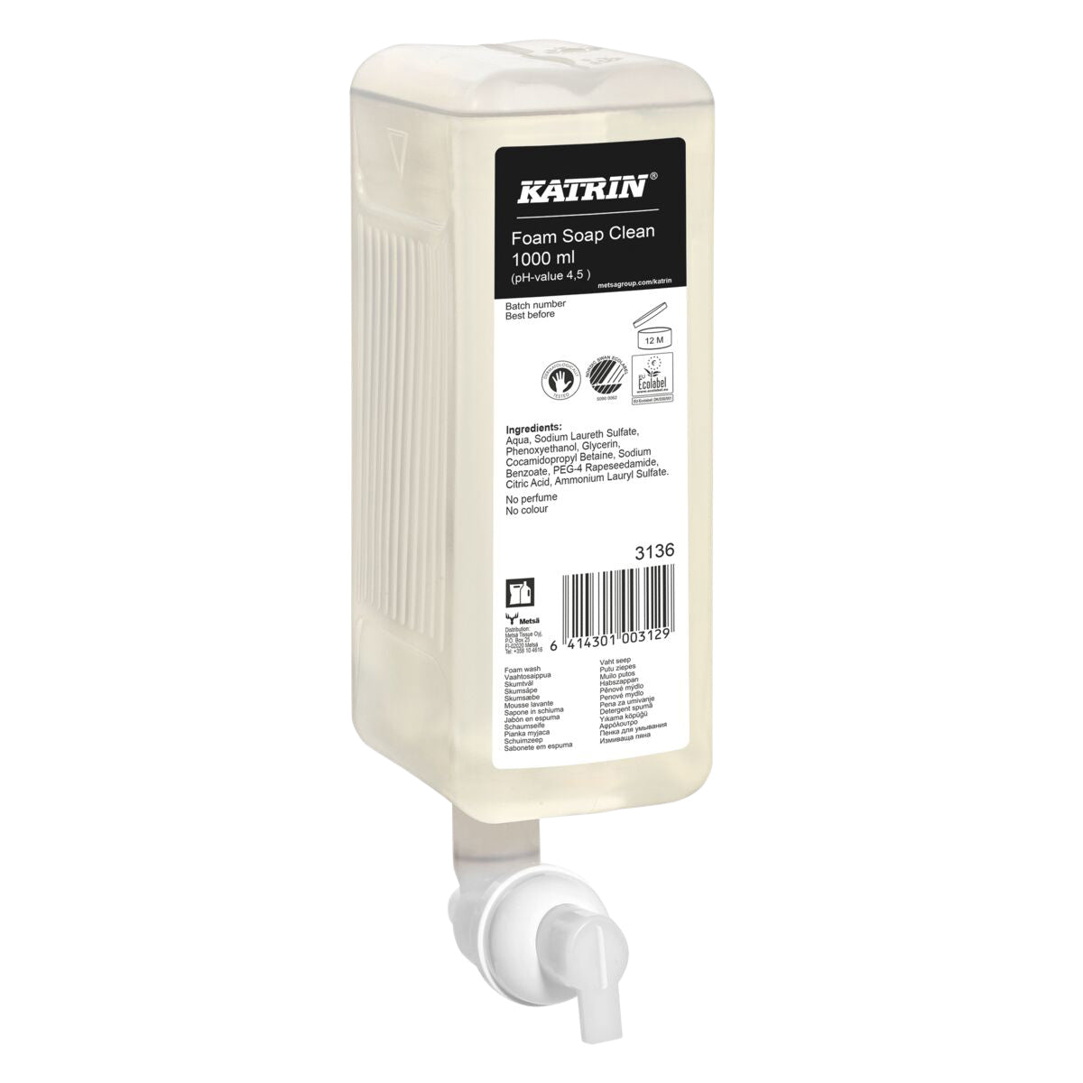 Katrin - Savon pour les mains Mousse propre 1000ml 3136 | 6 pièces