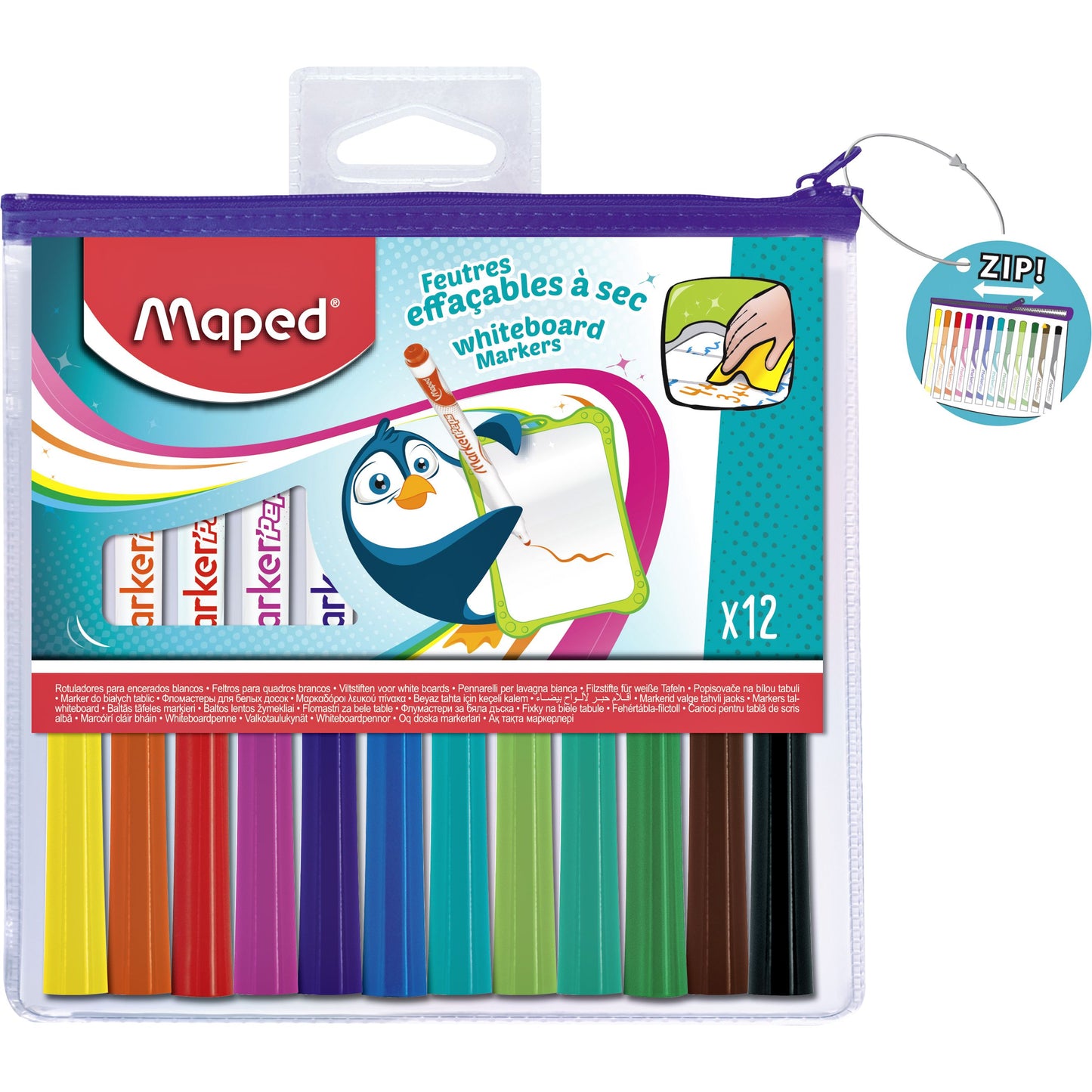 Maped - Set di pennarelli per lavagna Marker'Peps da 12 colori