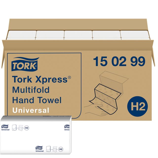 Tork - Towel H2 Xpress Universal multifold 2-layer 213x234mm 20x237 sheet white 150299