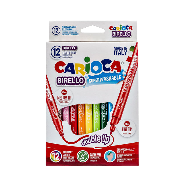 Carioca - Pennarello Birello doppia punta set assortito di 12 pezzi