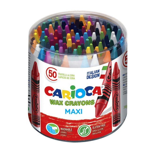 Carioca - Pastello a cera Maxi vasetto da 50 pezzi assortiti