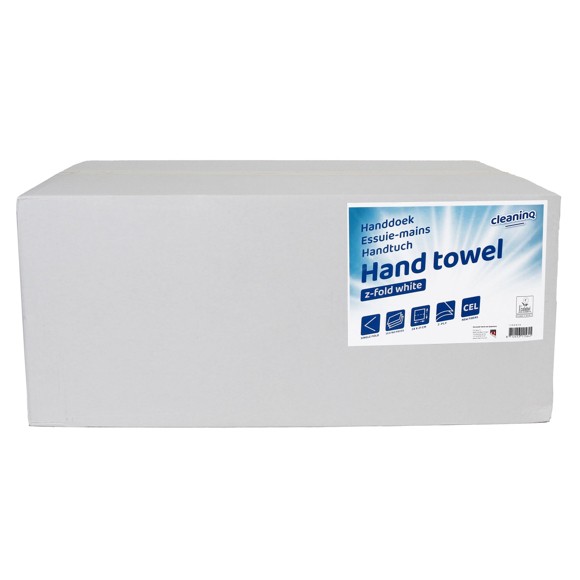 Cleaninq -  Handdoek  h3 240x210mm 20x160 vel wit
