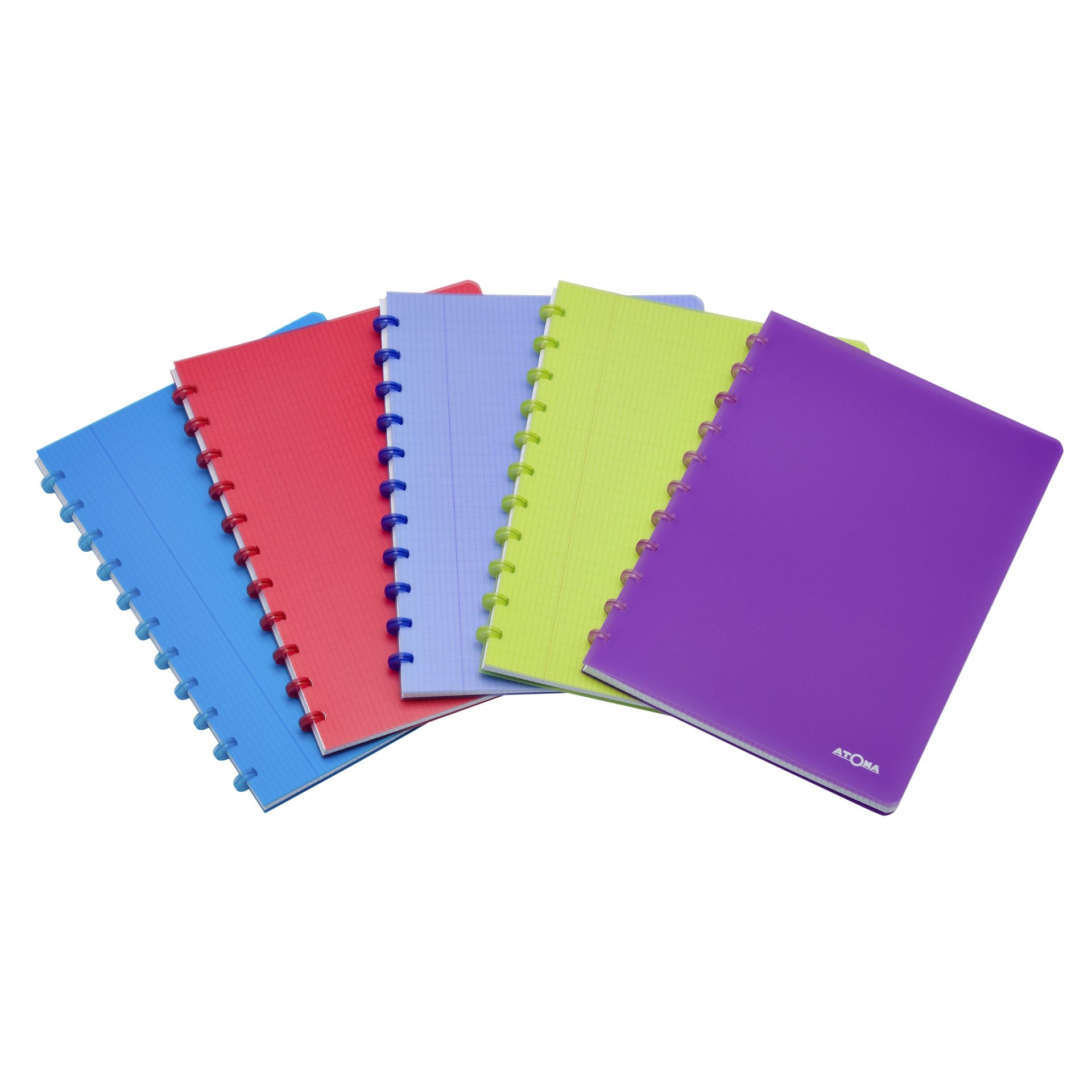 Atoma - Cuaderno A5 línea 144 páginas 90gr PP transparente surtido