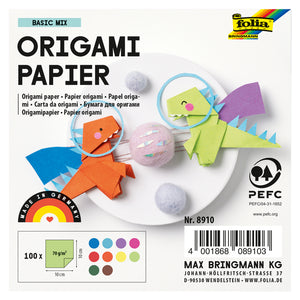 Folia Paper -  Origami pap folia 70gr 10x10cm 100 vel assorti kl