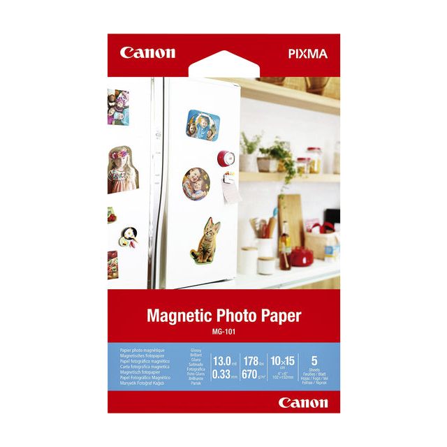 Canon - Papier photo Canon MG -101 magnétique 10x15cm | Pack de 5 feuilles