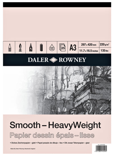 Daler - Zeichenpapier -Rowney Smooth Heavyweight 220gr A3 naturweiß