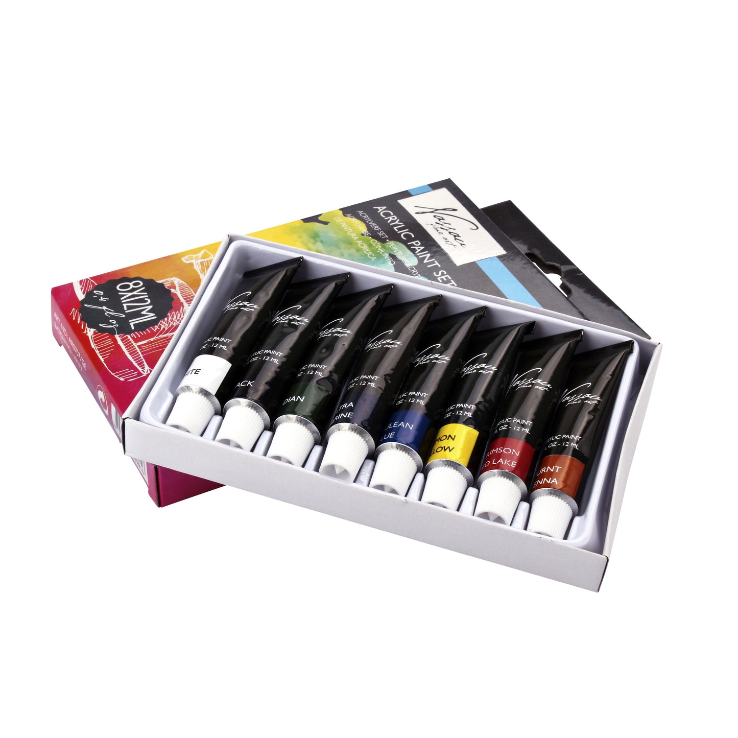 Nassau Art - Set di colori acrilici con 8 colori | 12 pezzi