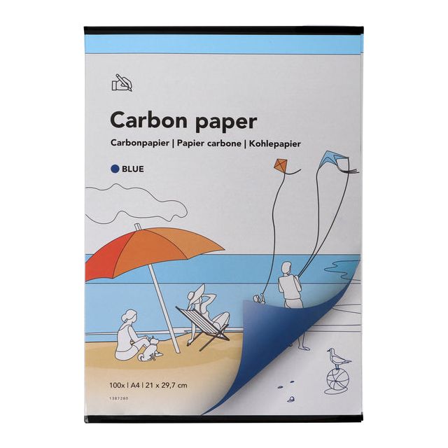 QBASIC - Papier en carbone A4 21x31cm 100x bleu | Pak une feuille de 100 | 10 morceaux