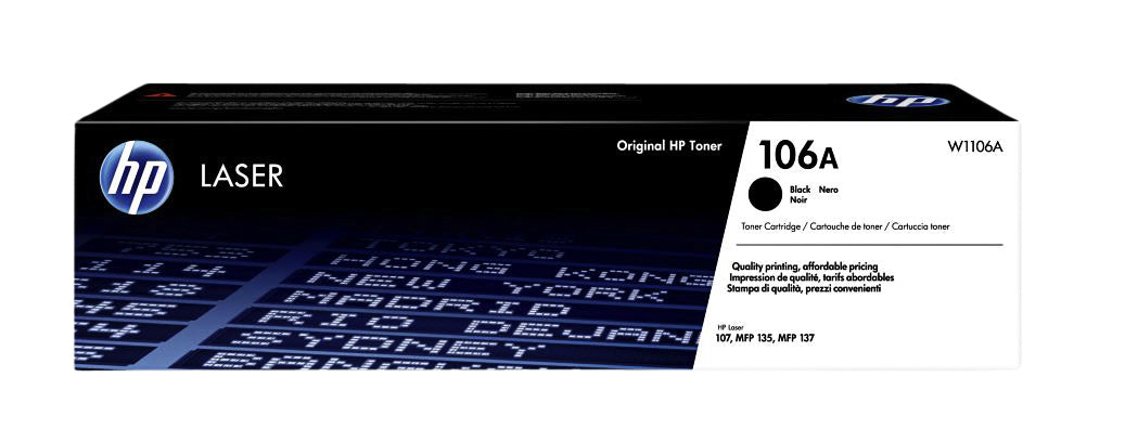 HP - Cartucho de tóner w1106a 106a negro