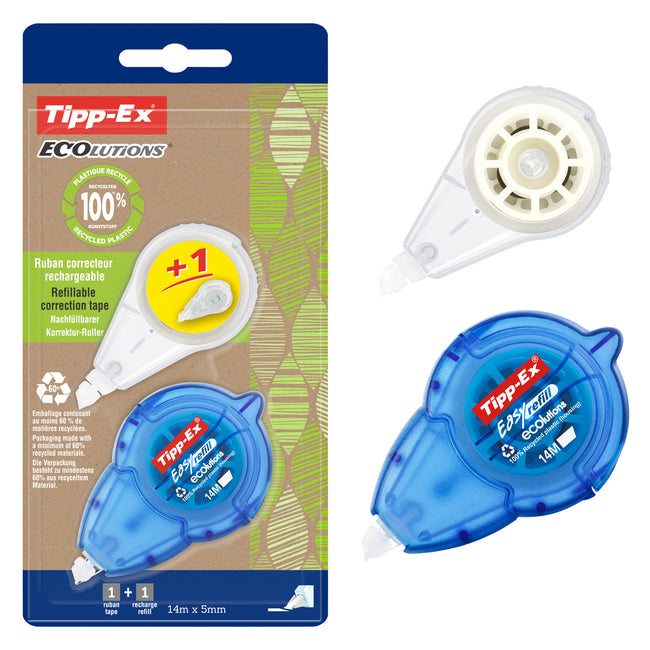 Tipp-ex - Correzione ecoluzioni facili + ricarica 5mmx14m blister da 1+1