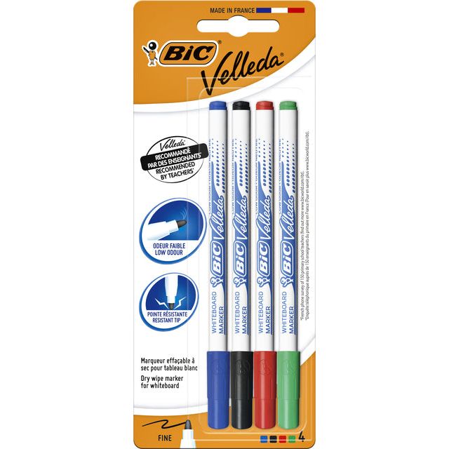 Bic - Viltstift 1721 whiteboard rond 1.5mm blister à 4 stuks assorti | 25 stuks