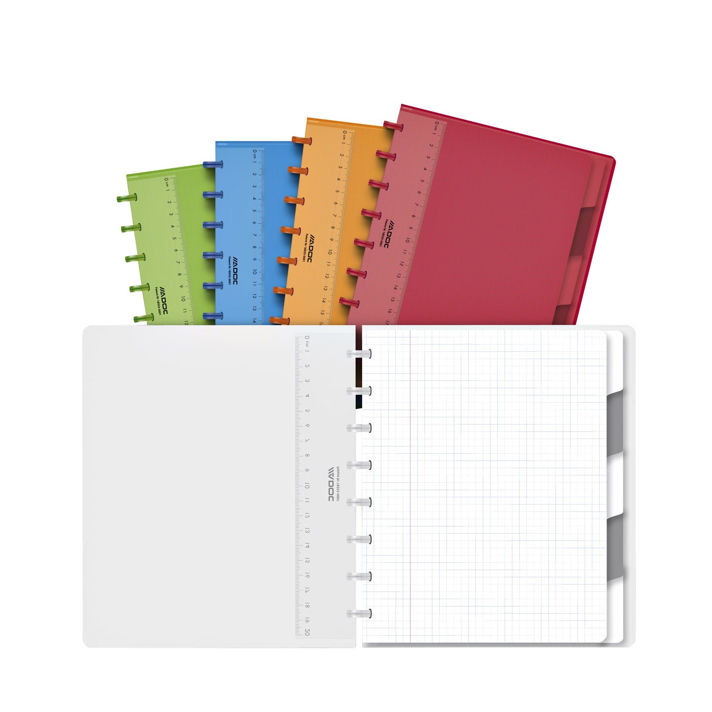 Adoc - Notebook A5 diamond 5x5mm 144 pages 90gr with 5 tabs assorted