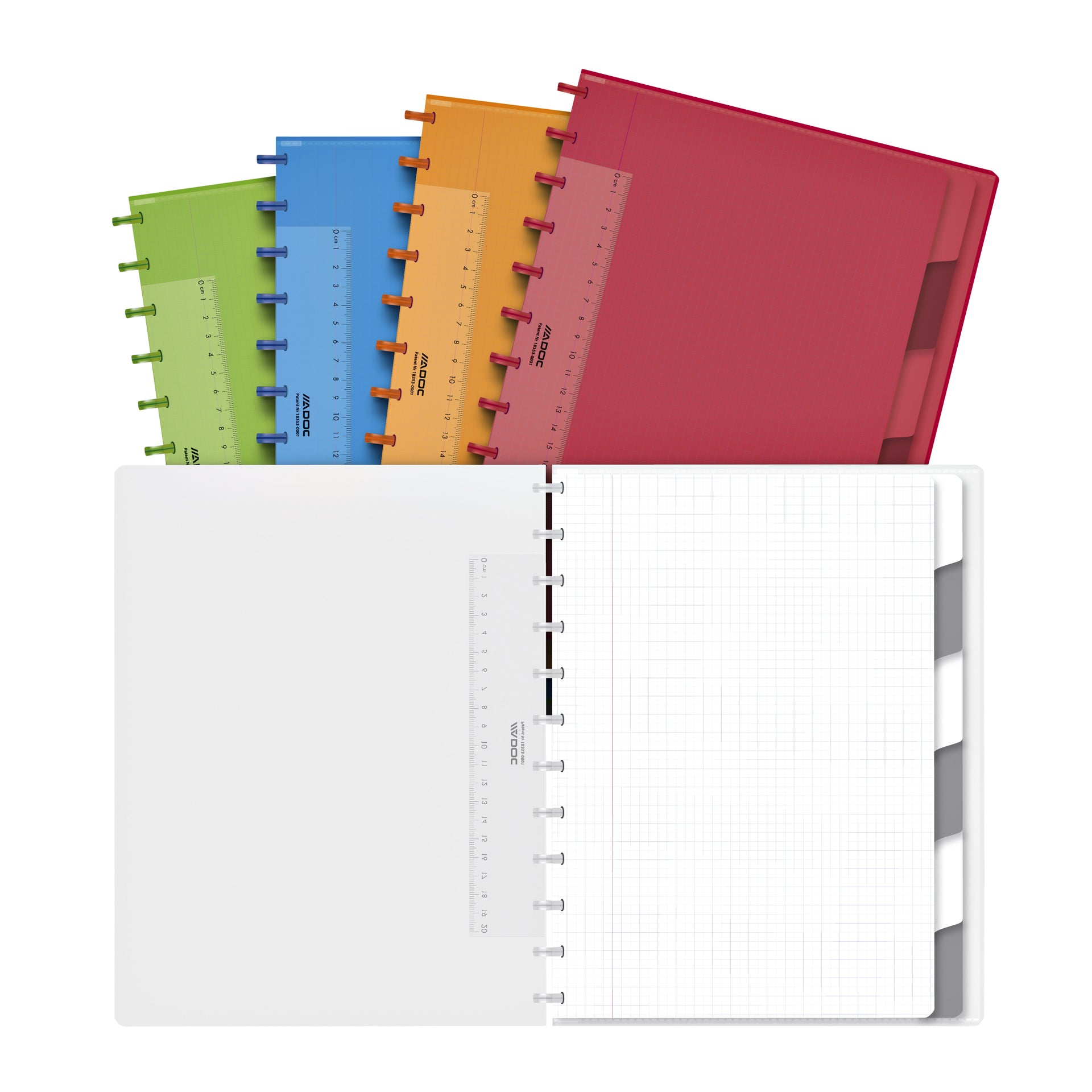 Adoc - Notebook A4 diamond 5x5mm 144 pages 90gr with 6 tabs assorted | 8 pieces