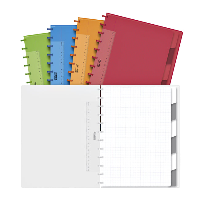 Adoc - Carnet A4 diamant 5x5mm 144 pages 90gr avec 6 onglets assortis | 8 pièces