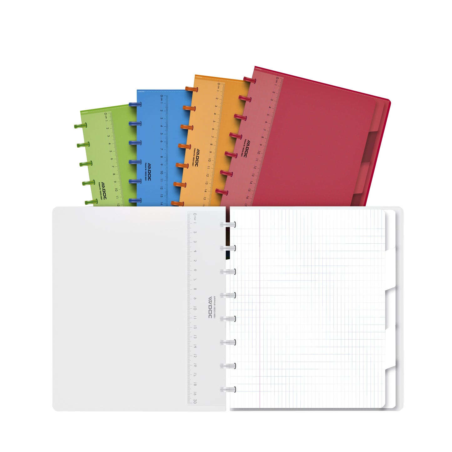 Adoc - Carnet A5 diamant 4x8mm 144 pages 90gr avec 5 onglets assortis | 10 pièces