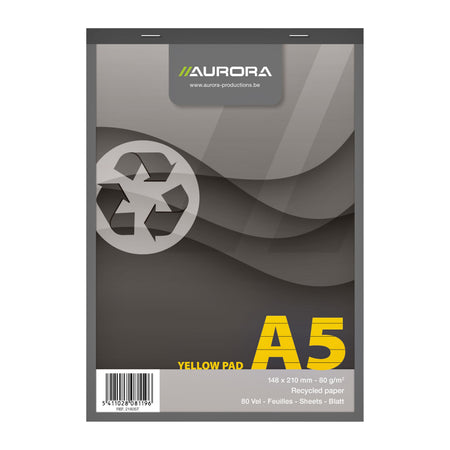 Aurora - Schreibblock A5-Linie 80 Blatt 80gr gelb | 5 Stück