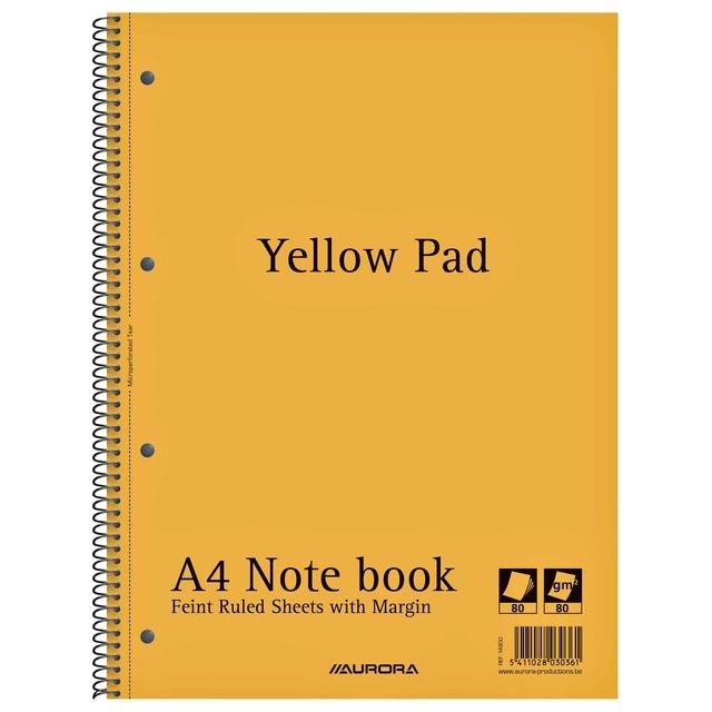 Aurora - Collegeblk Aurora Yellow Pad A4 LN 4G 160pag Geel | 5 pièces