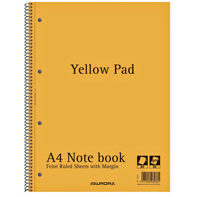 Aurora - Lecture block Yellow Pad A4 line 4-hole 160 pages 80gr yellow