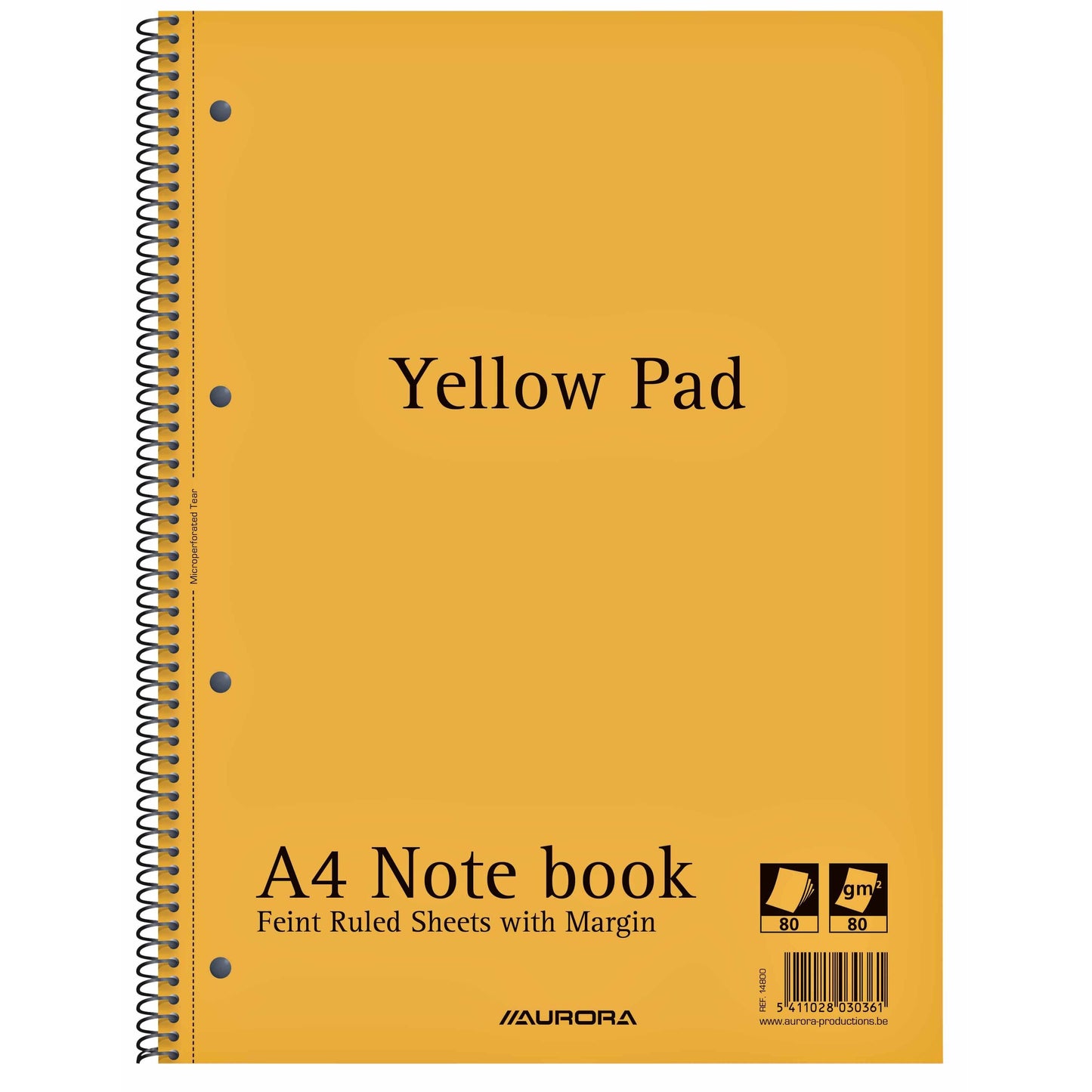 Aurora -  Collegeblk  yellow pad a4 ln 4g 160pag geel | 5 stuks