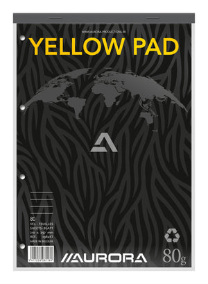 Aurora - Course block A4 line 4-hole 160 pages 80gr yellow | 5 pieces