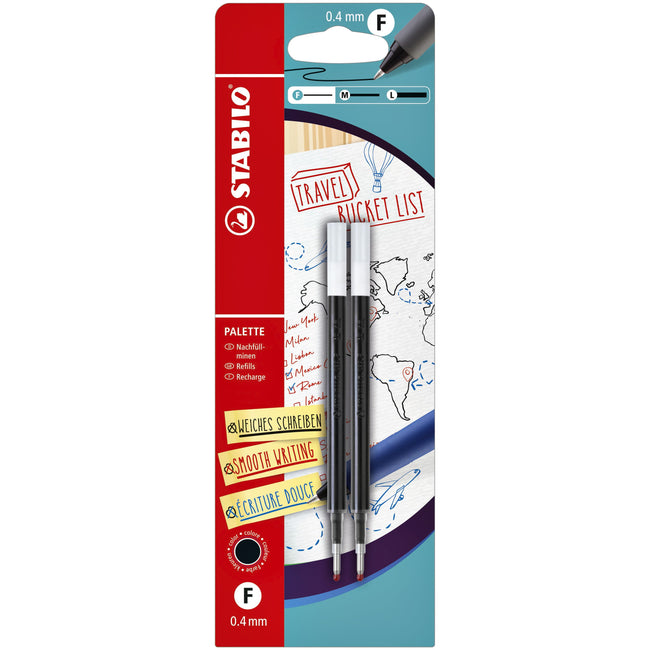 STABILO - Rollerball pen refill Palette fine black blister of 2 pieces