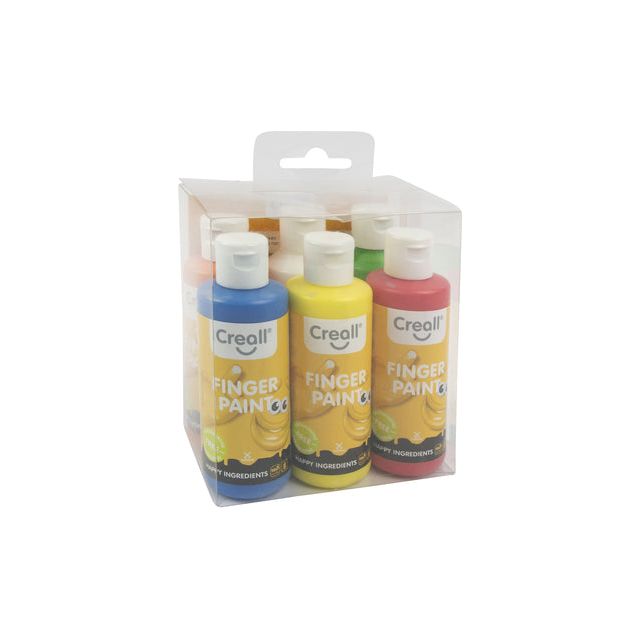 Creall - Paint Finger Creall Happy Ingrédients 6 couleurs 80 ml | Régler un 6 morceau