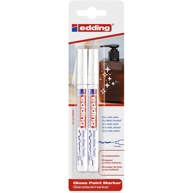 Edding - Felt -Tip Edding 751 peinture autour de 1-2 mm blist2 blanc | Blister un 2 pièces