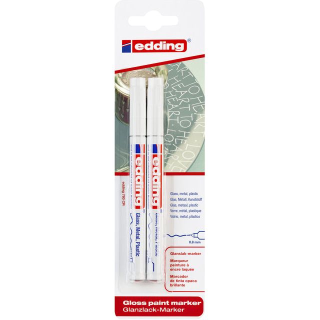 Edding - Felt -Tip Edding 780 peinture autour de 0,8 mm blanc | Blister un 2 pièces