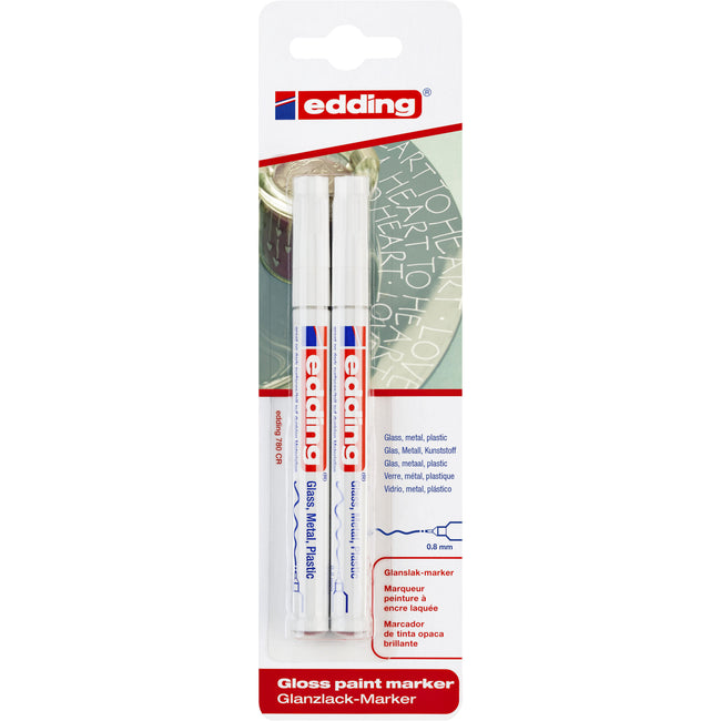 Edding - Paintmarker a base di olio 780 blister bianco da 0,8 mm da 2 pezzi