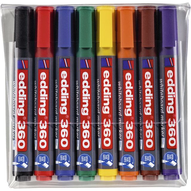 Edding - edding whiteboardmarker 360, etui met 8 stuks in geassorteerde kleuren