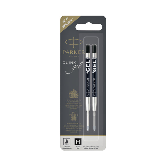 Parker - Recambio escritor gel Quink mediano negro blister de 2 piezas