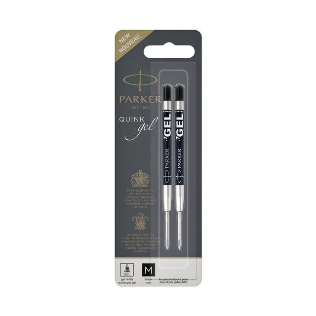 Parker - Gelsright Remplissant Parker Quink M Black | Blister un 2 pièces