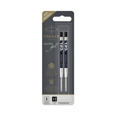 Parker - Recharge pour graveur gel Quink medium noir blister de 2 pièces